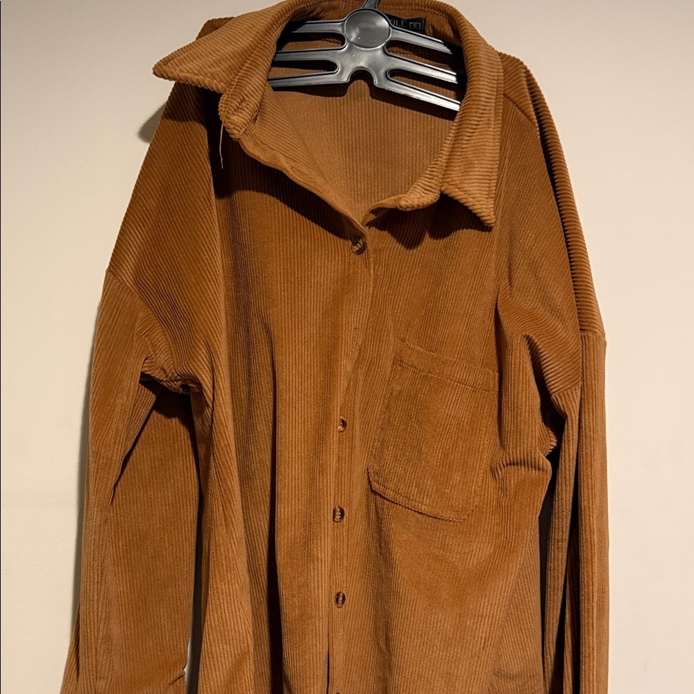 Womens Button-Down Corduroy Shirt - Brown
